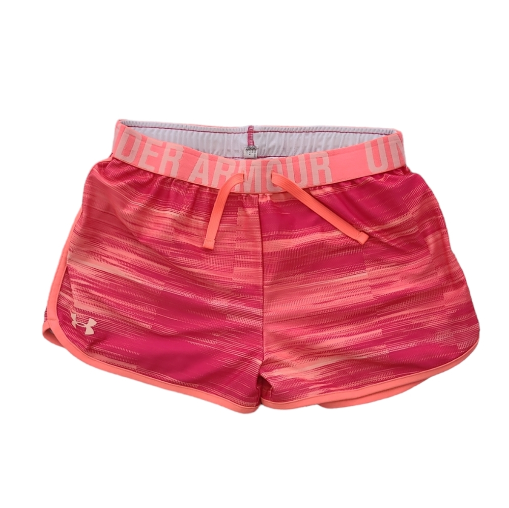 Girl's Youth Under Armour Heatgear Athletic Loose Fit Shorts Orange YL/Adult XS